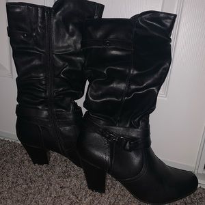 white mountain leather boot with heel